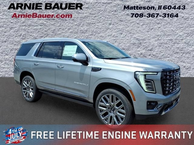 2026 GMC Yukon Denali Ultimate in Sterling Metallic — front three-quarter view