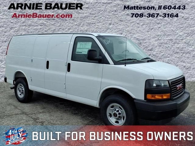 2026 GMC Savana Cargo Work Van in Summit White — front three-quarter view