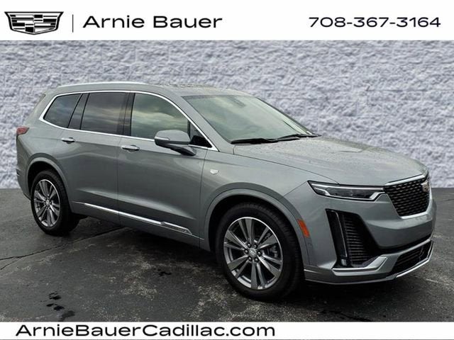 2025 Cadillac XT6 Premium Luxury in Argent Silver Metallic — front three-quarter view