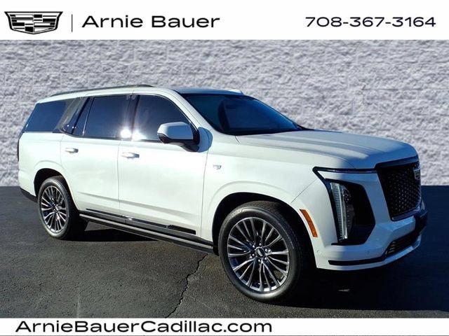2025 Cadillac Escalade Sport Platinum in Crystal White Tricoat — front three-quarter view