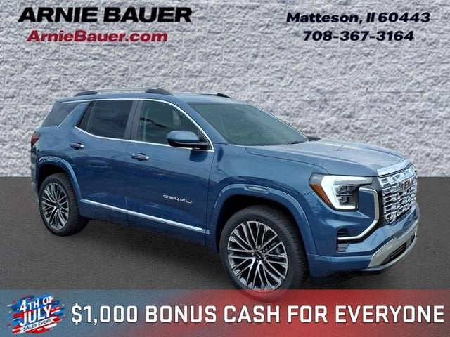 2026 GMC Terrain Denali in Downpour Metallic — front three-quarter view