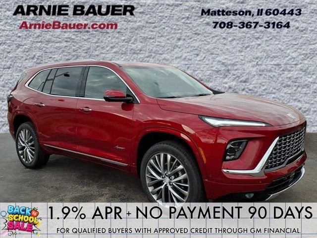 2026 Buick Enclave Avenir in Cherry Red Tintcoat — front three-quarter view