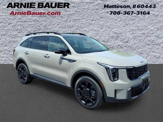 2025 Kia Sorento X-Line EX in Road Rider Brown — front three-quarter view