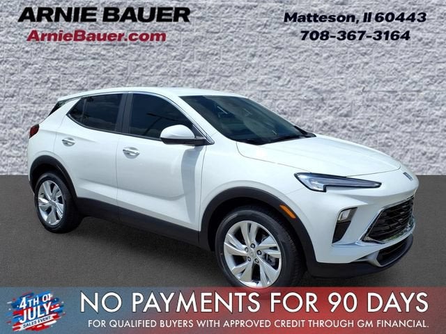 2026 Buick Encore GX Preferred in Summit White — front three-quarter view