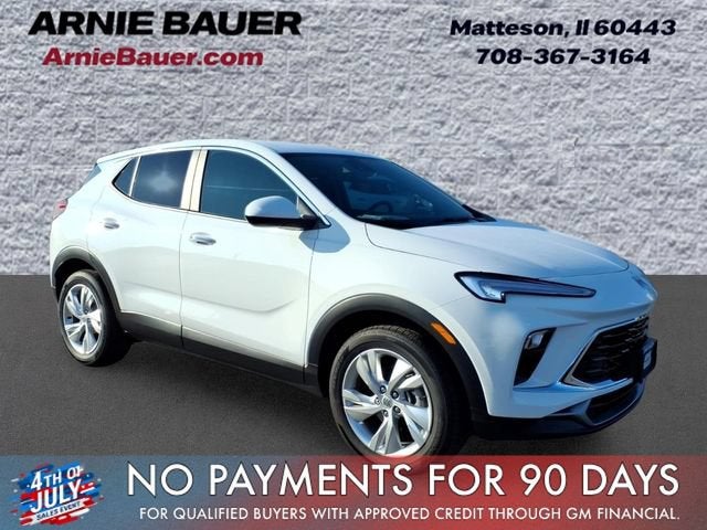 2026 Buick Encore GX Preferred in Summit White — front three-quarter view