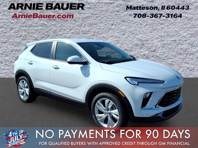 2026 Buick Encore GX Preferred in Summit White — front three-quarter view