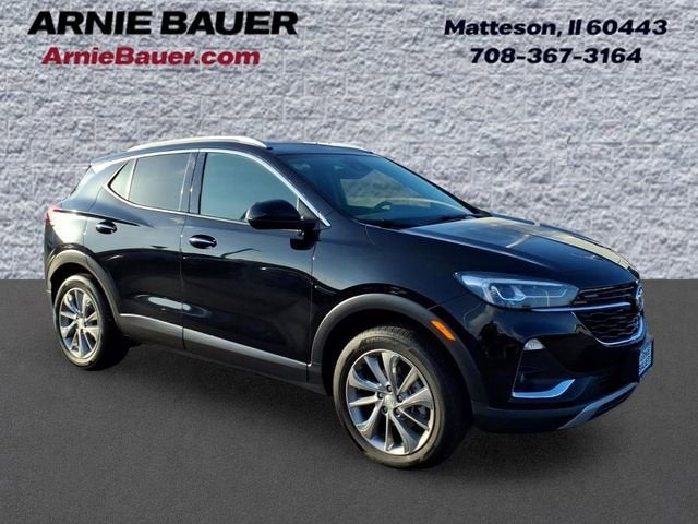 2023 Buick Encore GX Essence in Ebony Twilight Metallic — front three-quarter view