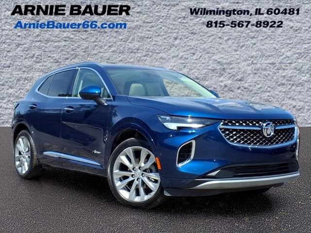 2023 Buick Envision Avenir in Sapphire Metallic — front three-quarter view