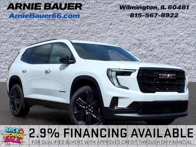 2026 GMC Acadia Elevation in Summit White — front three-quarter view